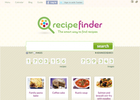 Recipe Finder Home Page